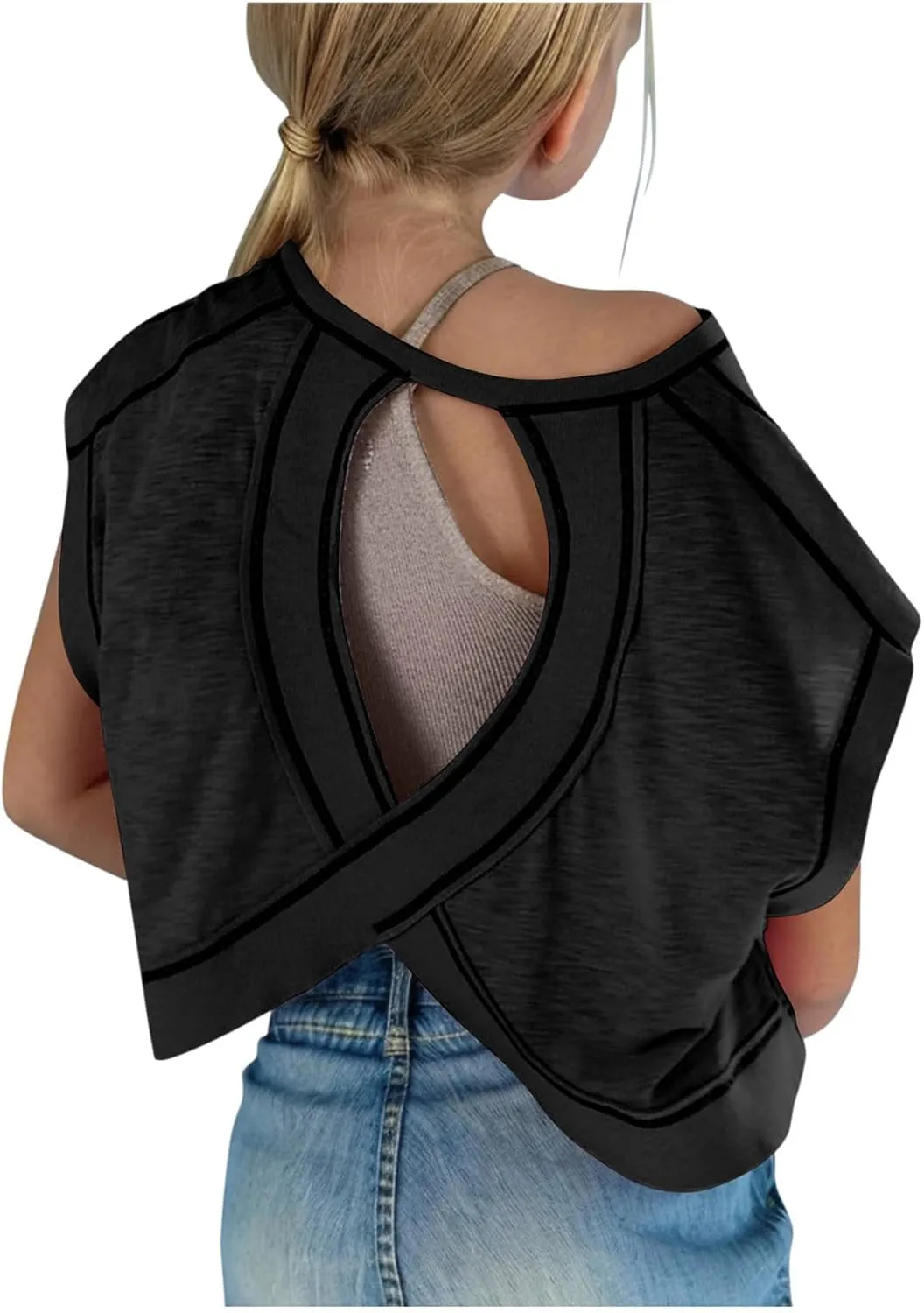 Girls Open Back Workout Tops Long Sleeve Backless Athletic Shirts Casual Crop Running Tee 2025 Spring Y2k Shirts