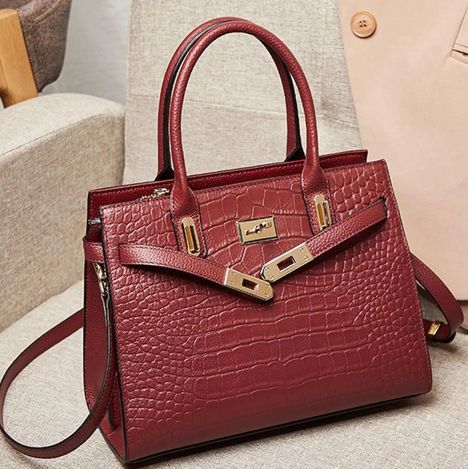 Handbags for women Purses and Handbags for Women Fashion Ladies PU Leather Top Handle Satchel Shoulder Tote Bags