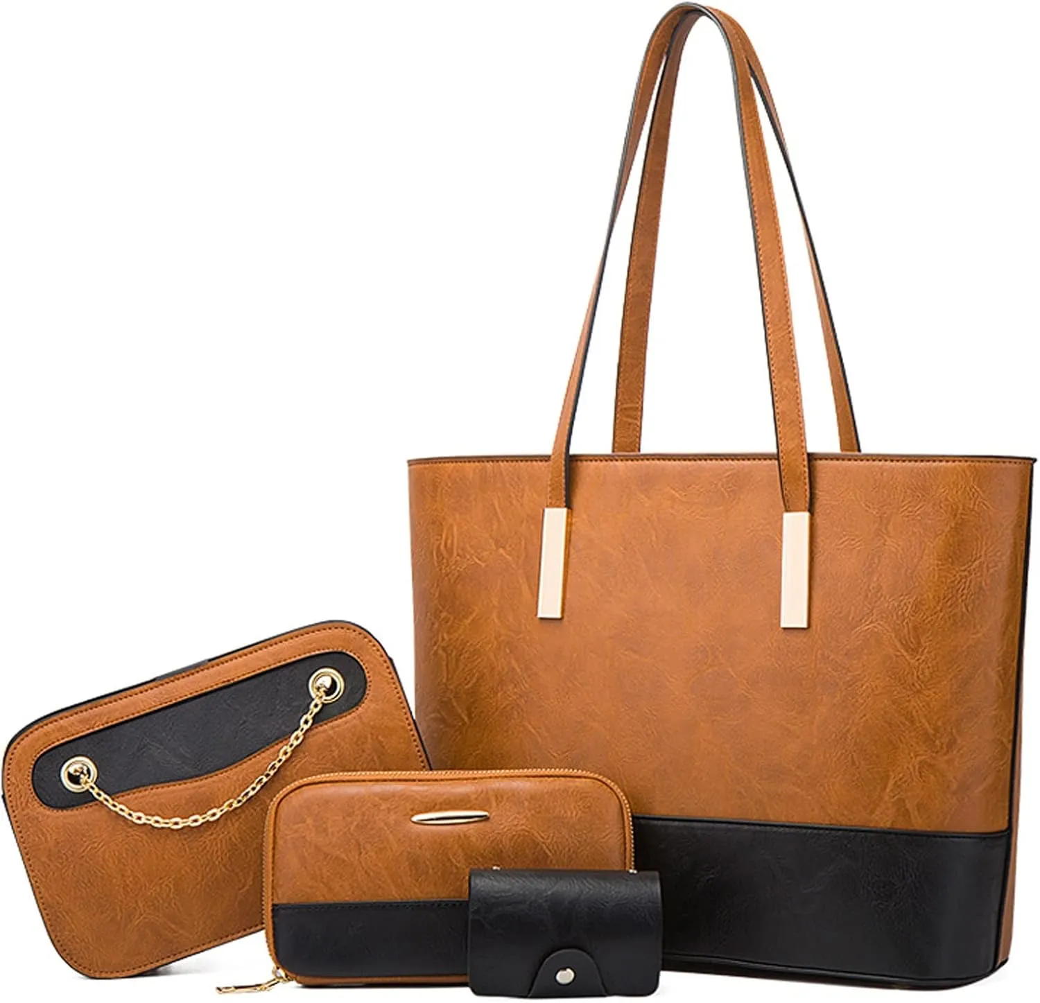 Handbags for women Women Fashion Handbags Wallet Tote Bag Shoulder Bag Top Handle Satchel Purse Set 4pcs