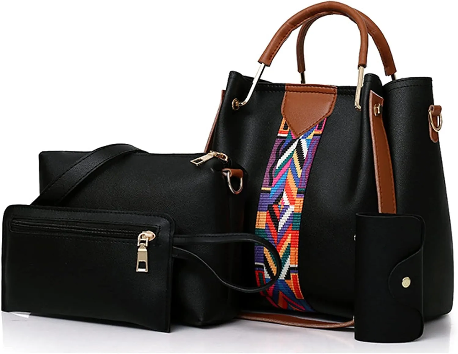 Handbags for women Women Handbags Faux Leather Tote Bags Shoulder Bag Top Handle Satchel Purse Handbag Set 4pcs
