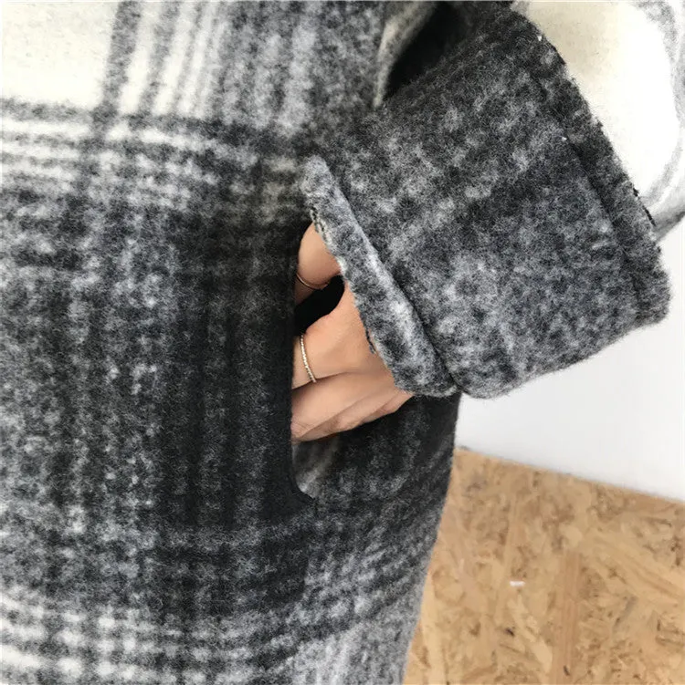Harajuku Loose Plaid Woolen Coat