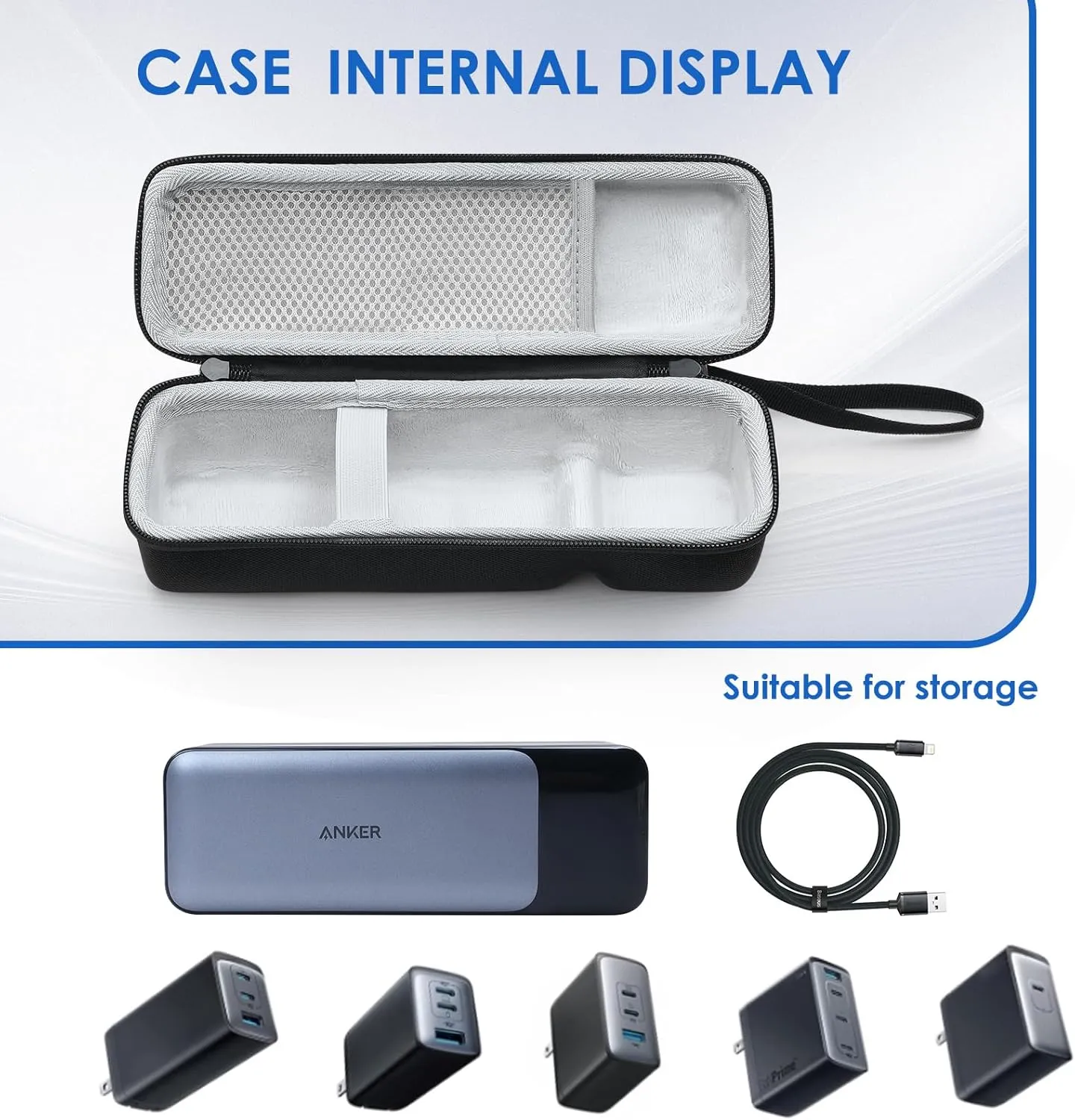 Hard Travel Case Replacement for Anker Power Bank, EVA Protective Travel Case Carrying Bag for Anker Prime Power Bank 27650mAh 250W/24000mAh 140W (For 27650mAh 250W/24000mAh 140W)