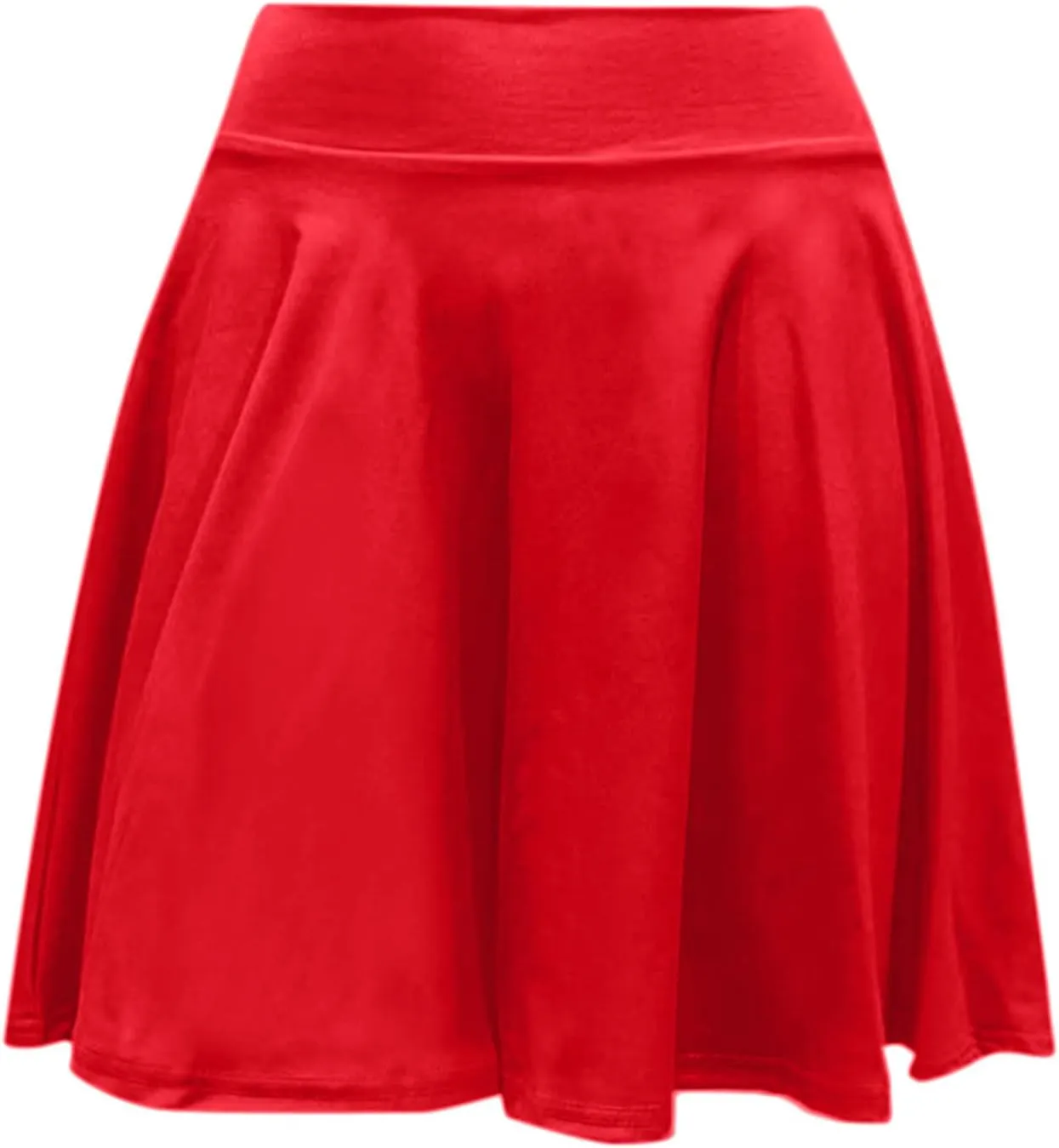HGps8w Women's Basic A-Line Skirts Versatile Stretchy High Waisted Flared Casual Mini Skater Skirt with Under Shorts