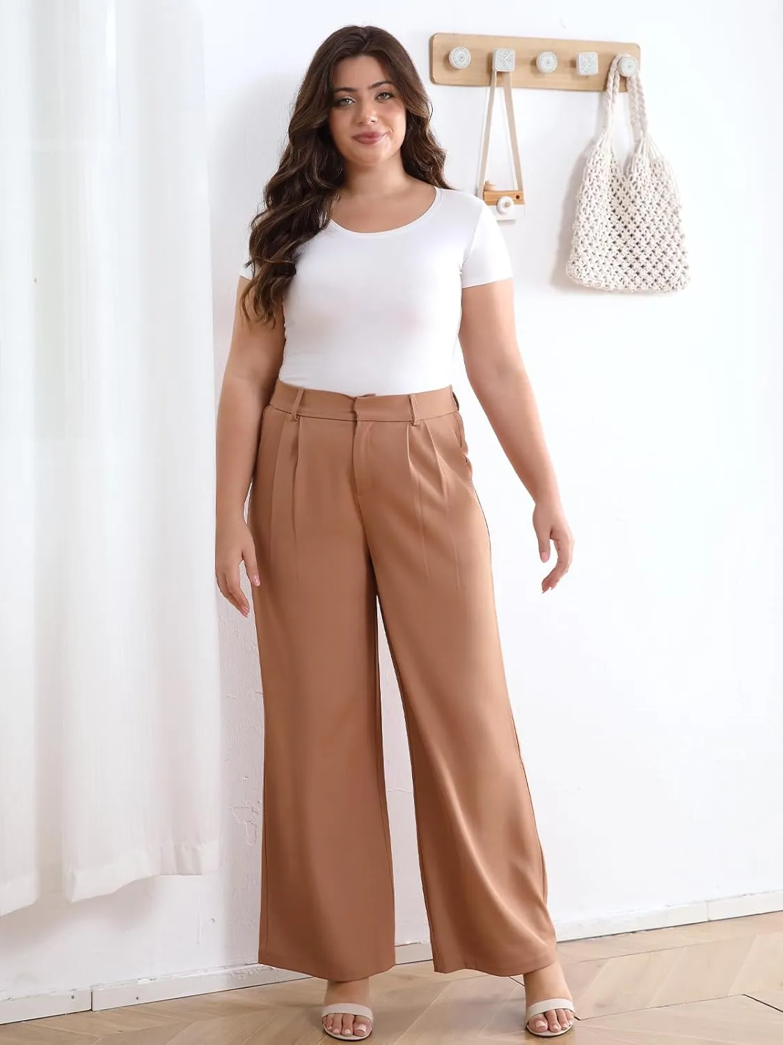 High Waisted Dress Pants for Women Wide Leg Work Pants Business Casual Straight Office Trousers for WomenStandard