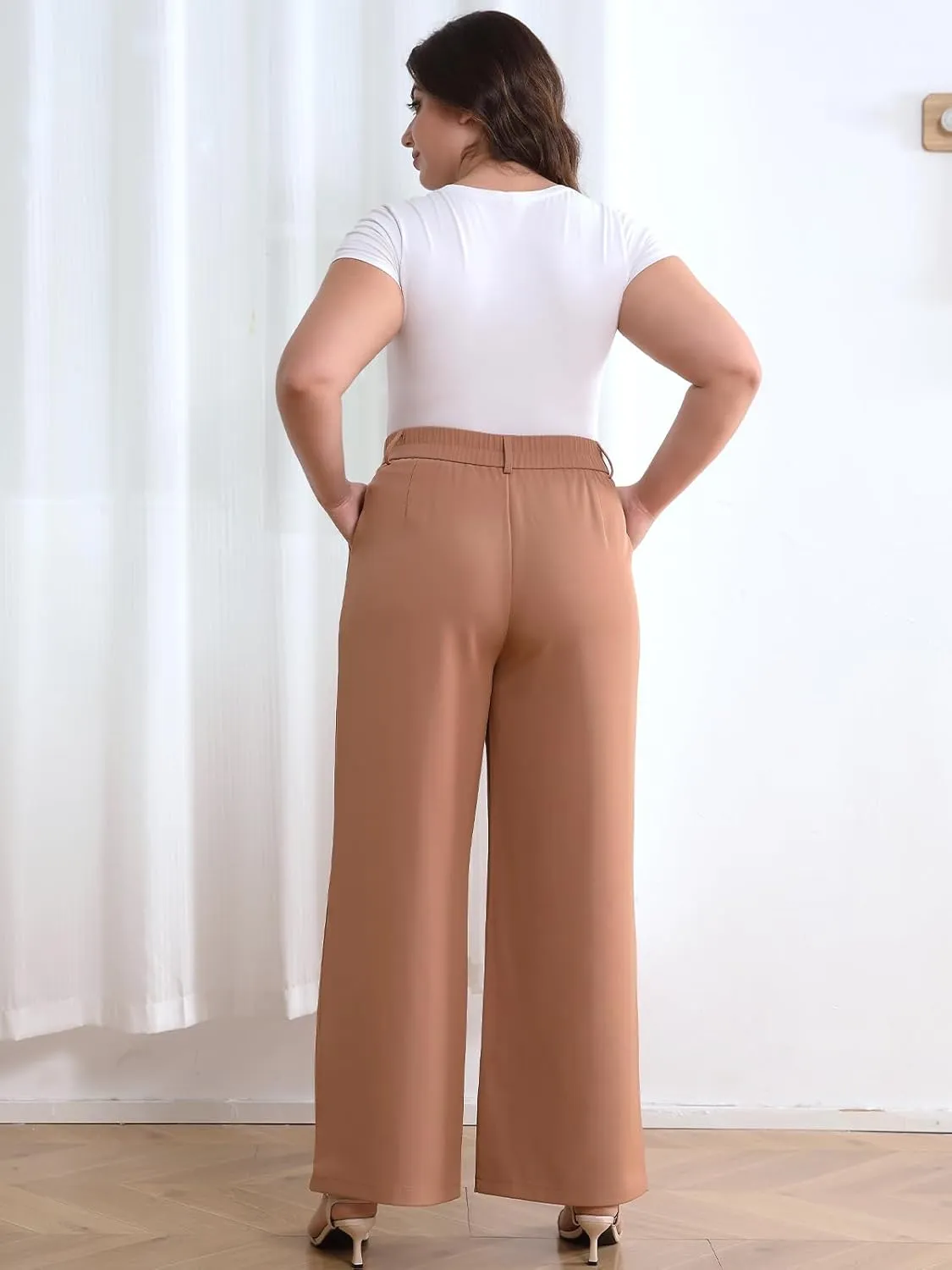 High Waisted Dress Pants for Women Wide Leg Work Pants Business Casual Straight Office Trousers for WomenStandard