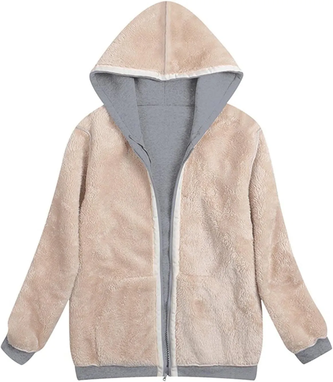 hlysgo Women's Sherpa Fleece Lined Hoodie Jacket Thicker Full Zip Up Comfortable Sweatshirt Winter Jacket Outerwear