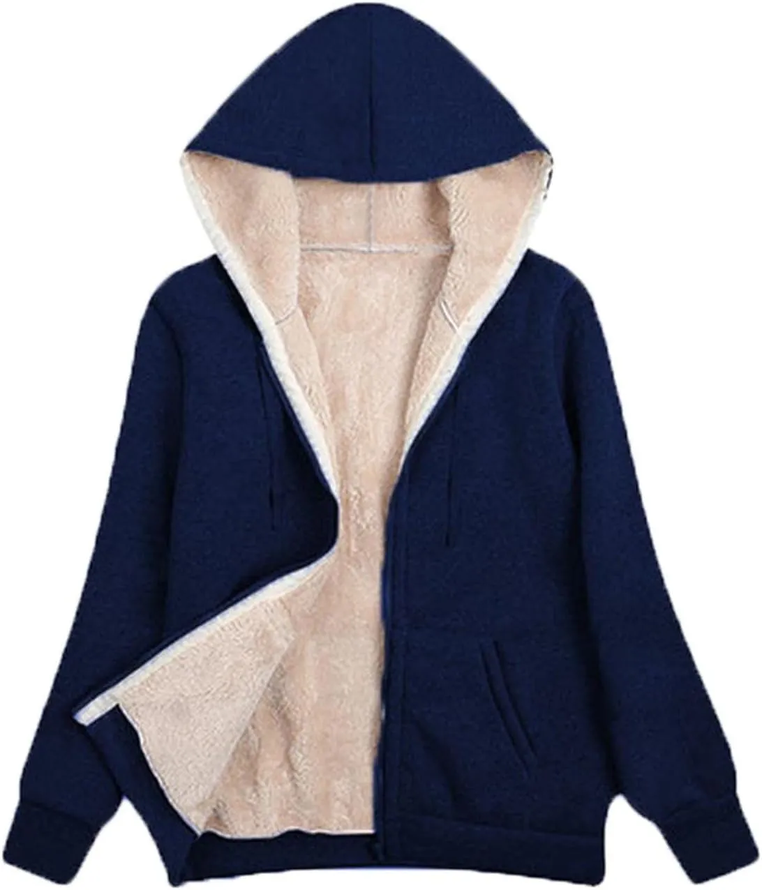 hlysgo Women's Sherpa Fleece Lined Hoodie Jacket Thicker Full Zip Up Comfortable Sweatshirt Winter Jacket Outerwear