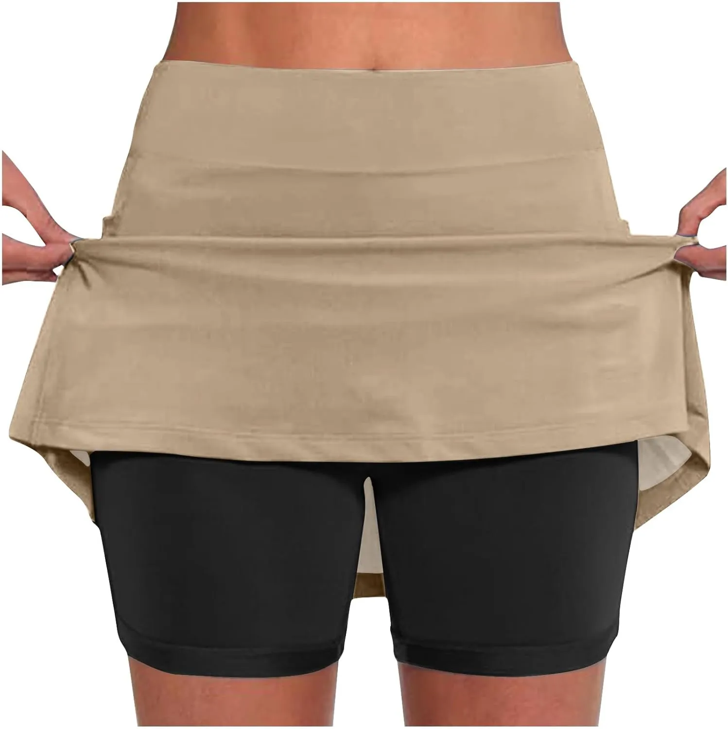 hlysgo Womens Tennis Skort with Shorts High Waisted 2 in 1 Flowy Basic Versatile Skorts Plus Size Workout Athletic Shorts