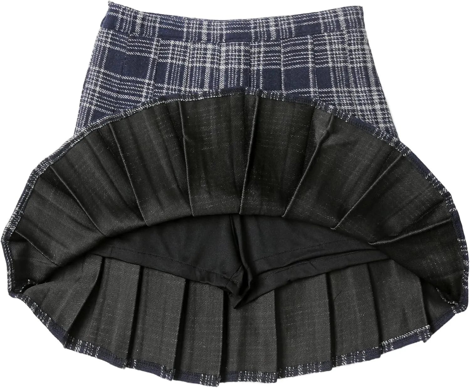 Hoerev Women Girls Thick Wool Fabric for Cold Weather Versatile Plaid Pleated Skirt with Shorts