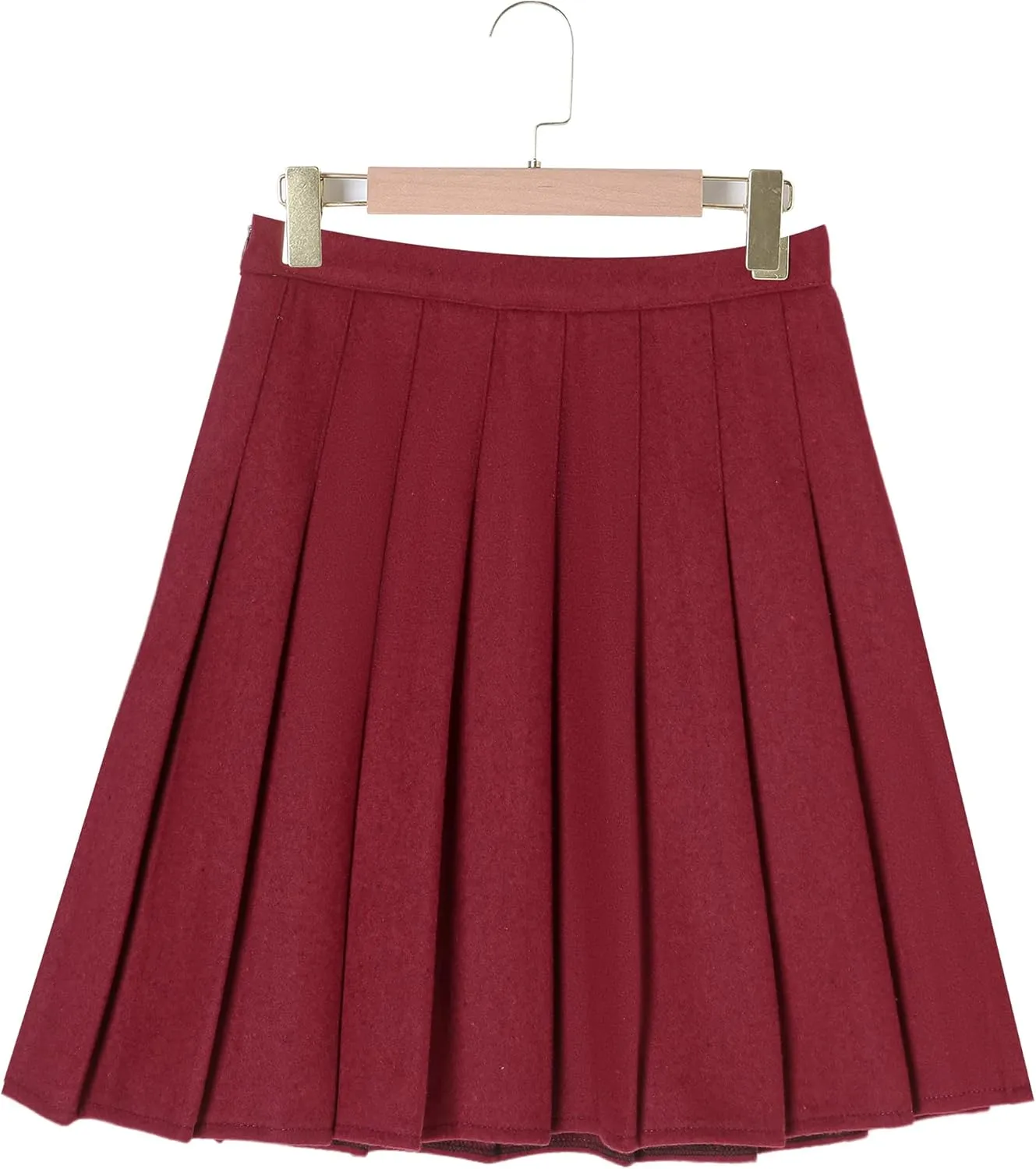 Hoerev Women Girls Thick Wool Fabric for Cold Weather Versatile Plaid Pleated Skirt with Shorts