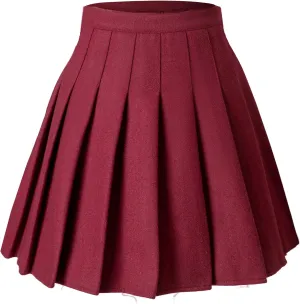 Hoerev Women Girls Thick Wool Fabric for Cold Weather Versatile Plaid Pleated Skirt with Shorts