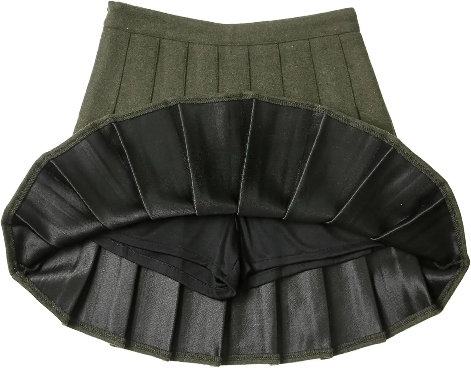 Hoerev Women Girls Thick Wool Fabric for Cold Weather Versatile Plaid Pleated Skirt with Shorts