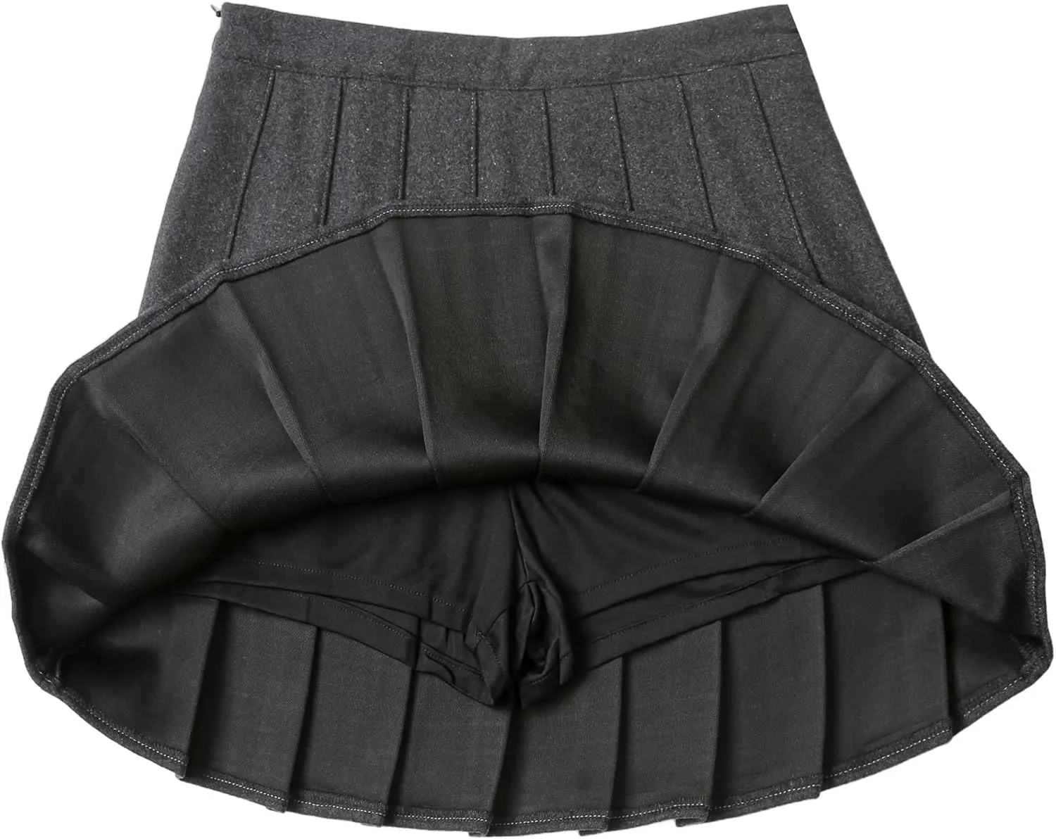 Hoerev Women Girls Thick Wool Fabric for Cold Weather Versatile Plaid Pleated Skirt with Shorts