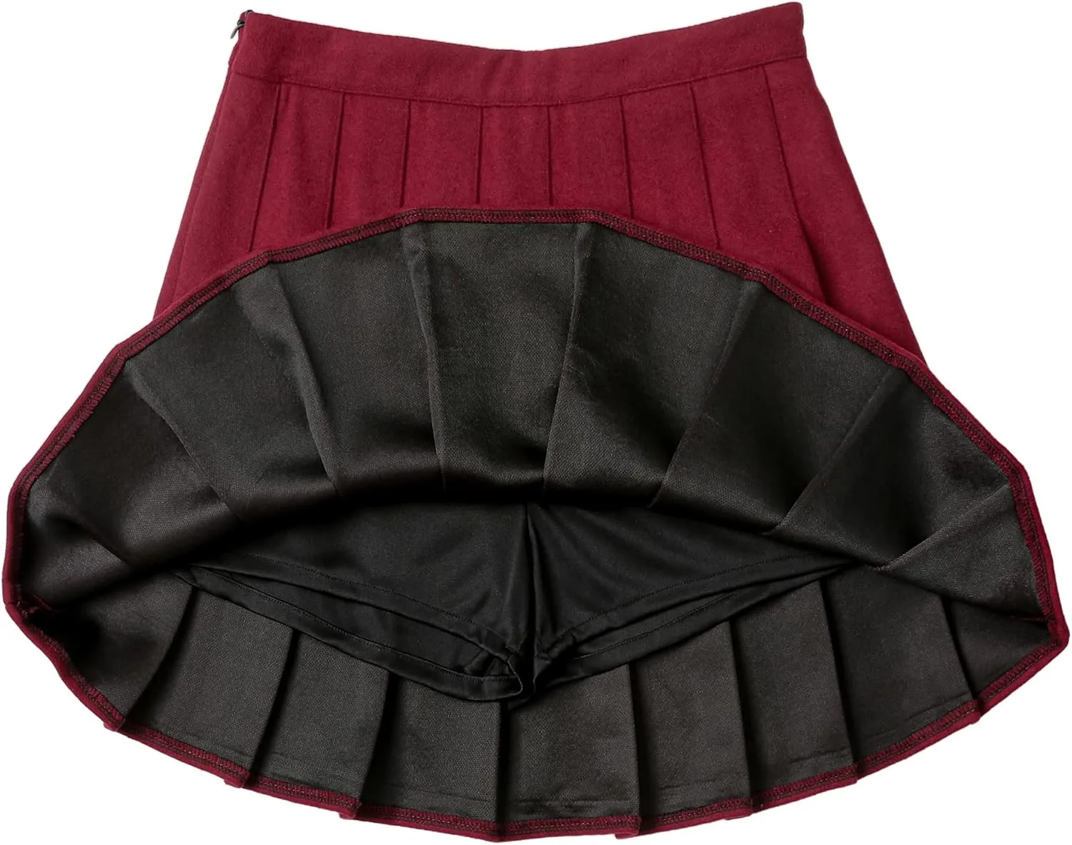 Hoerev Women Girls Thick Wool Fabric for Cold Weather Versatile Plaid Pleated Skirt with Shorts