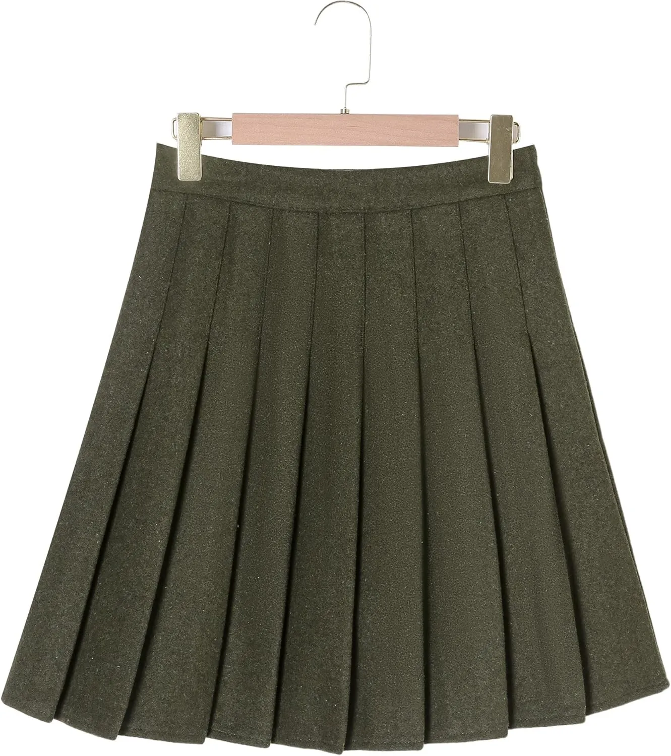 Hoerev Women Girls Thick Wool Fabric for Cold Weather Versatile Plaid Pleated Skirt with Shorts
