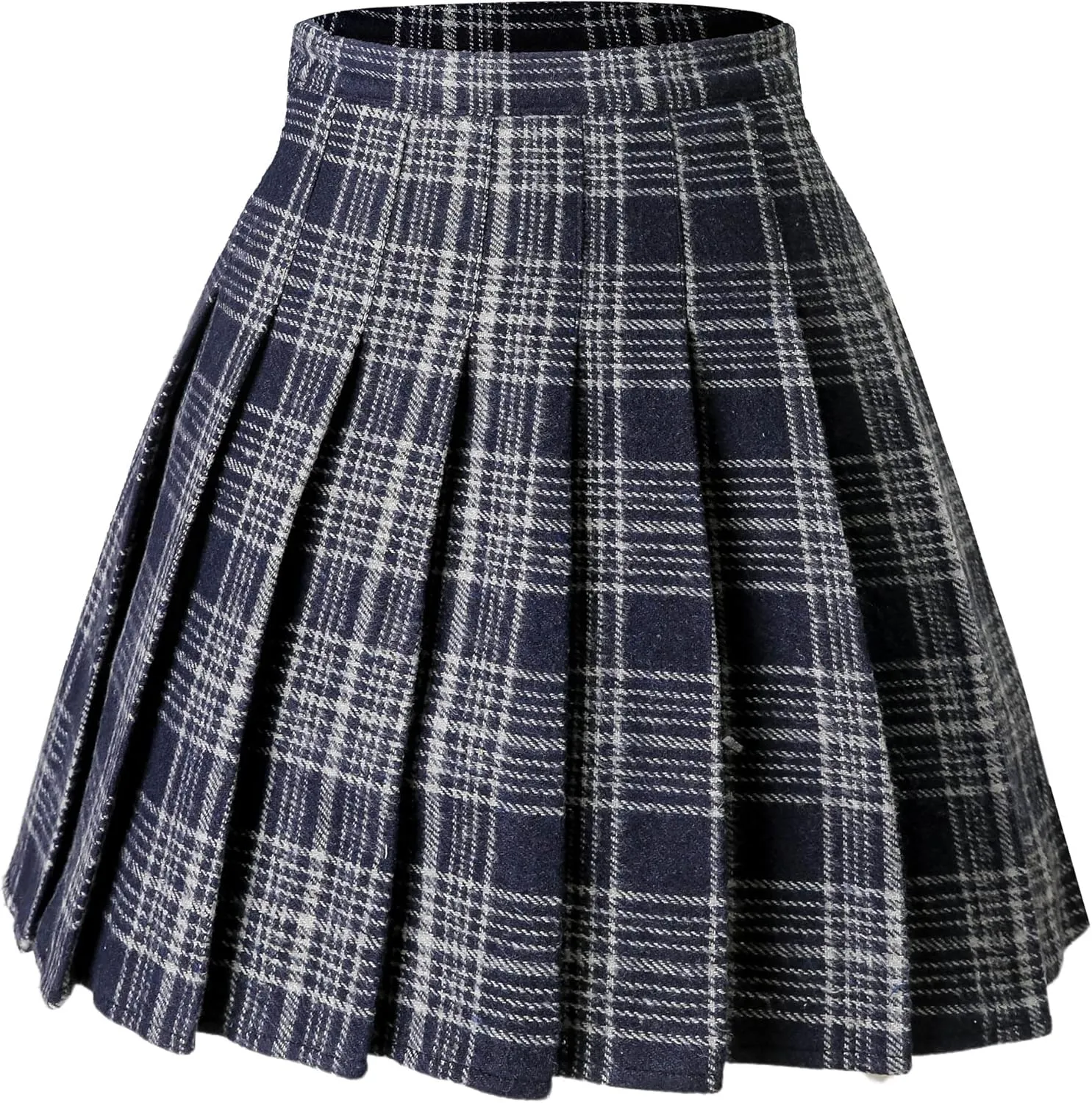 Hoerev Women Girls Thick Wool Fabric for Cold Weather Versatile Plaid Pleated Skirt with Shorts