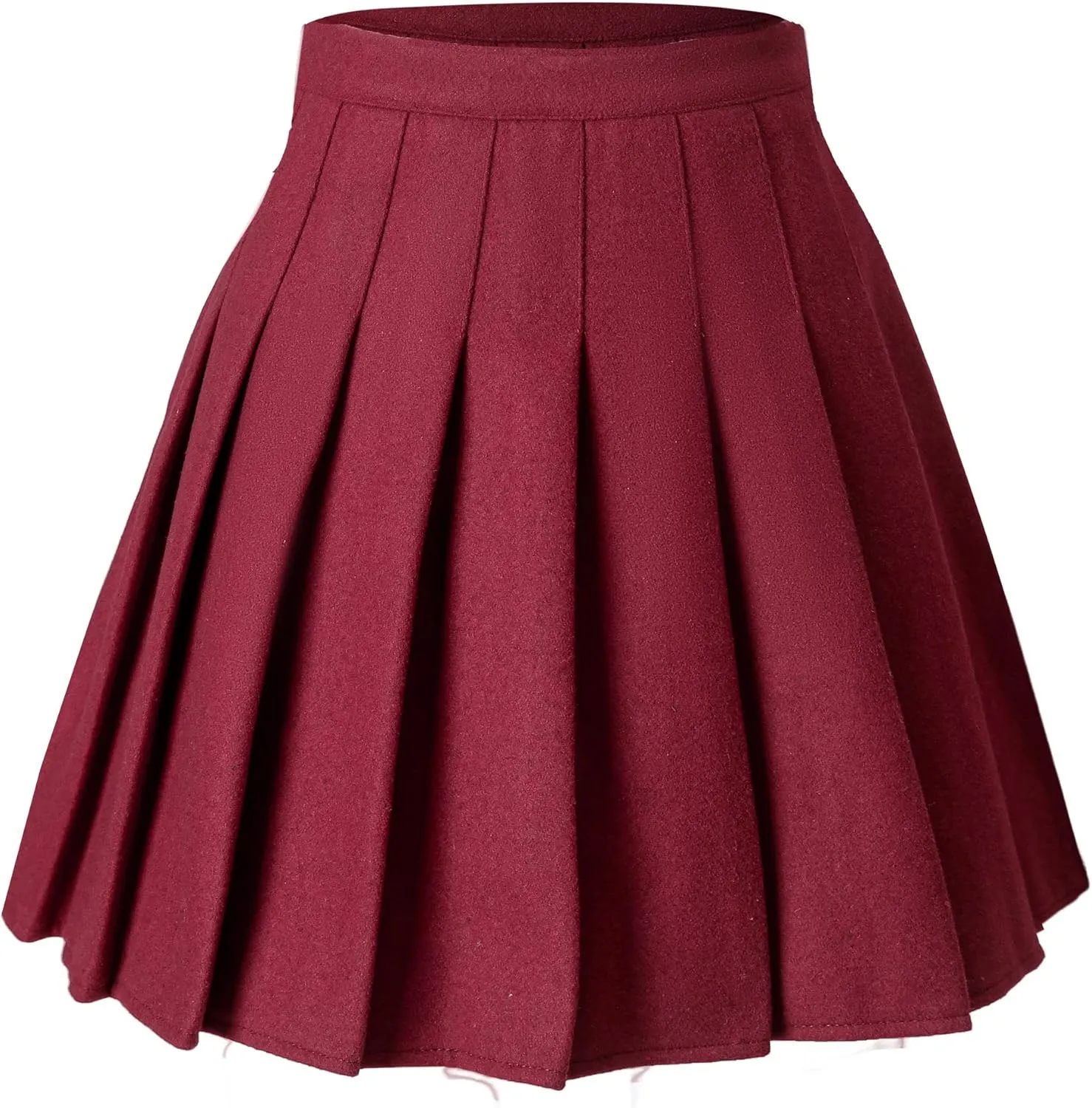 Hoerev Women Girls Thick Wool Fabric for Cold Weather Versatile Plaid Pleated Skirt with Shorts