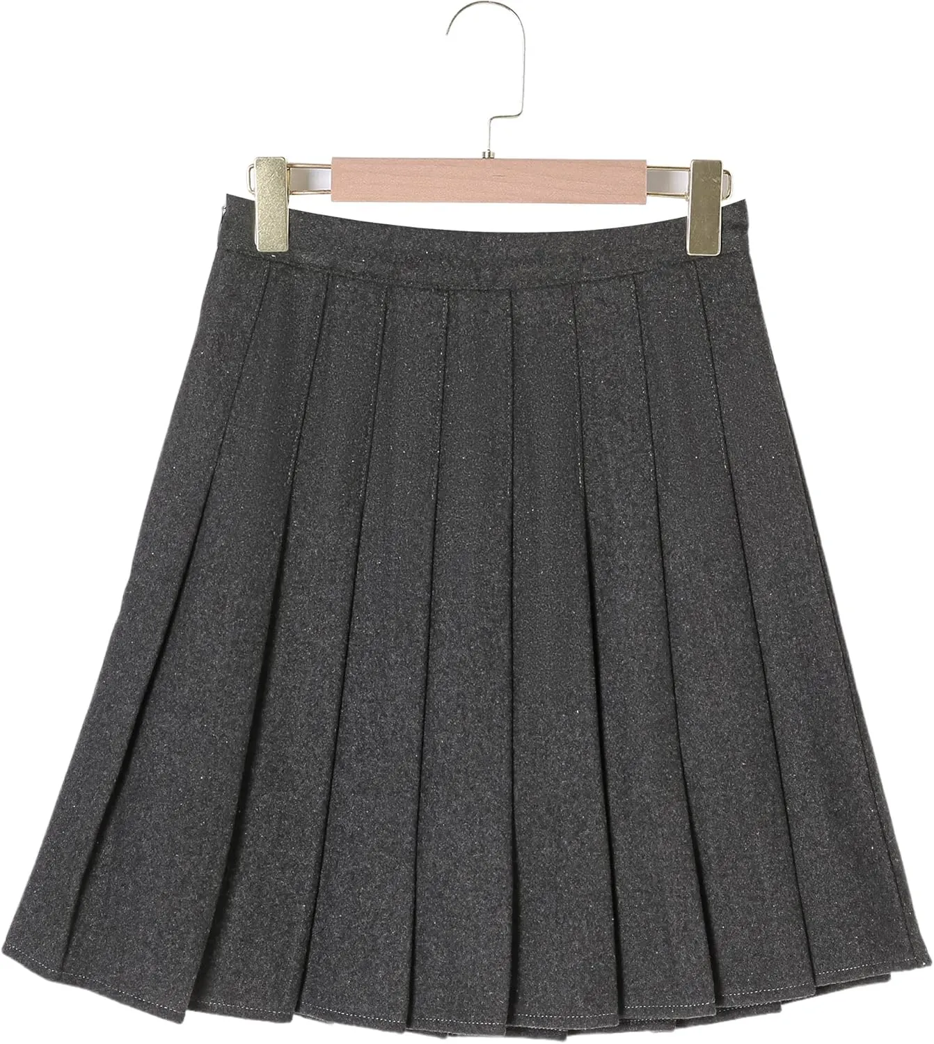 Hoerev Women Girls Thick Wool Fabric for Cold Weather Versatile Plaid Pleated Skirt with Shorts