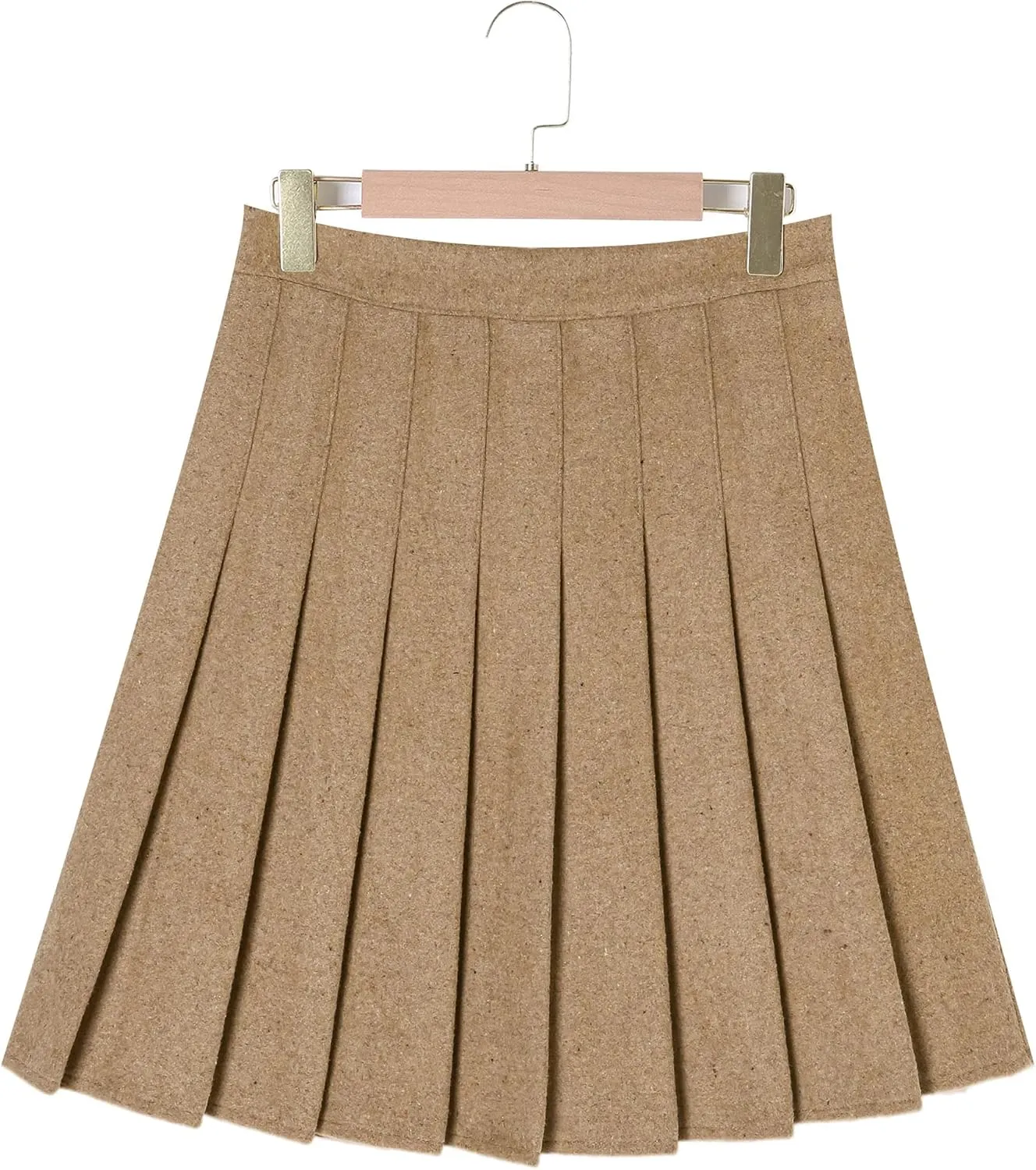 Hoerev Women Girls Thick Wool Fabric for Cold Weather Versatile Plaid Pleated Skirt with Shorts