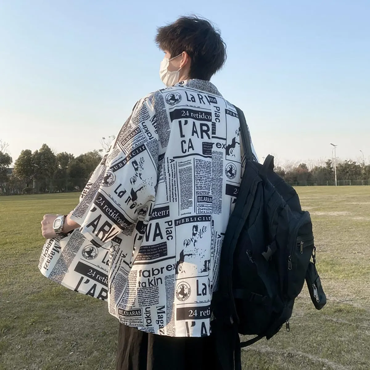 Hong Kong Style Japanese Style Versatile Printed Shirt, Men's Short Sleeved Loose Trendy Oversized top, Handsome