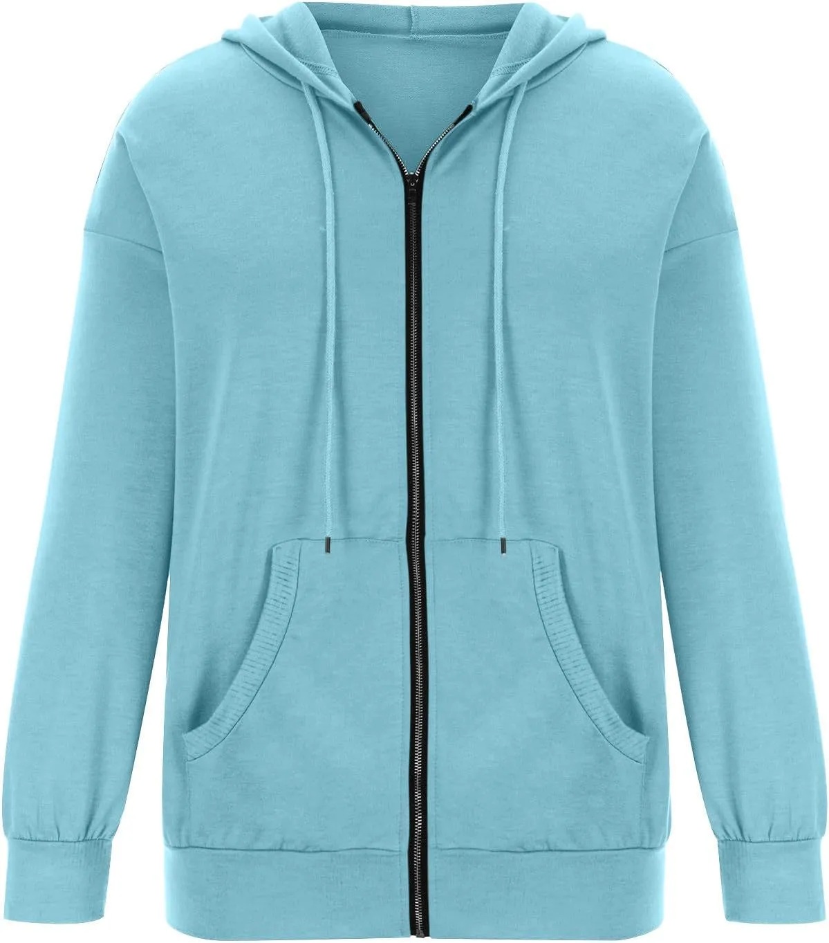 Hoodie Oversized Coat for Women Solid Color Pockets Cardigan Sweatshirts Long Sleeves Zipper Jackets Cardigan Winter