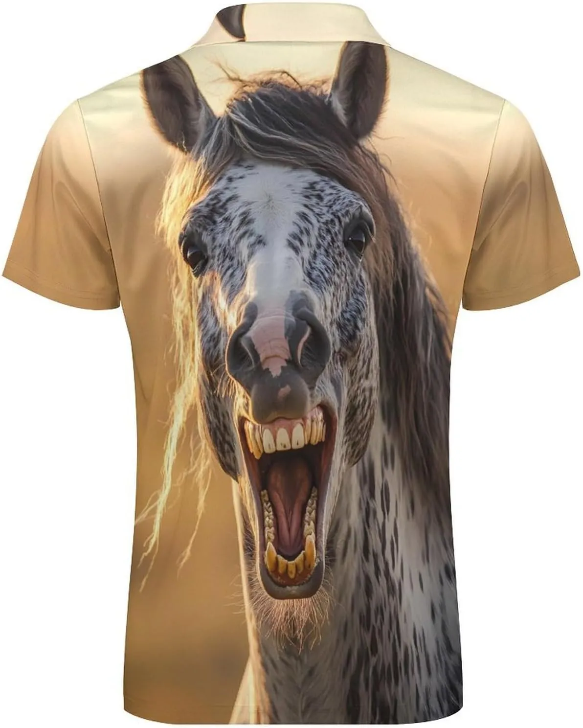 Horse Funny Polo Shirt Short Sleeve Zippered Tees Casual Workout Golf T Shirt Slim Fit Tops for Men