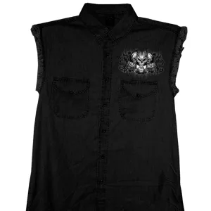 Hot Leathers GMD5015 Men's Black Ride or Die Skull Sleeveless Denim