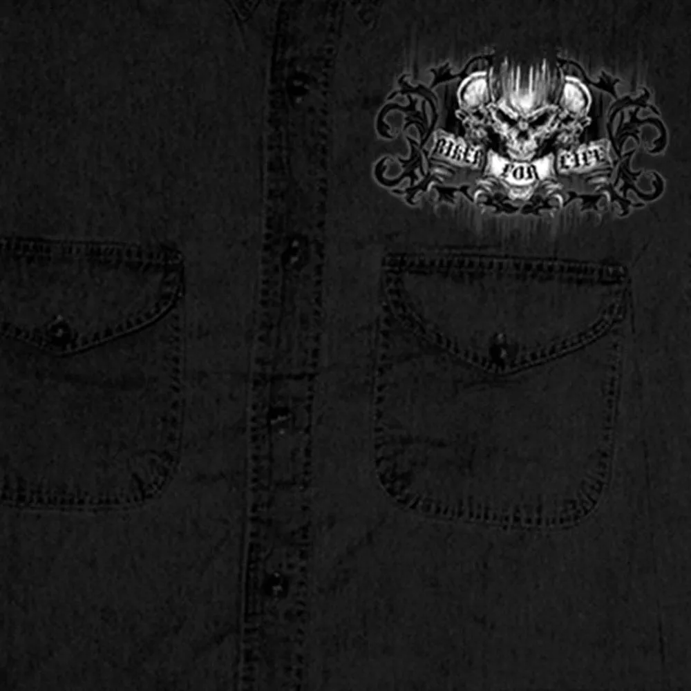Hot Leathers GMD5015 Men's Black Ride or Die Skull Sleeveless Denim