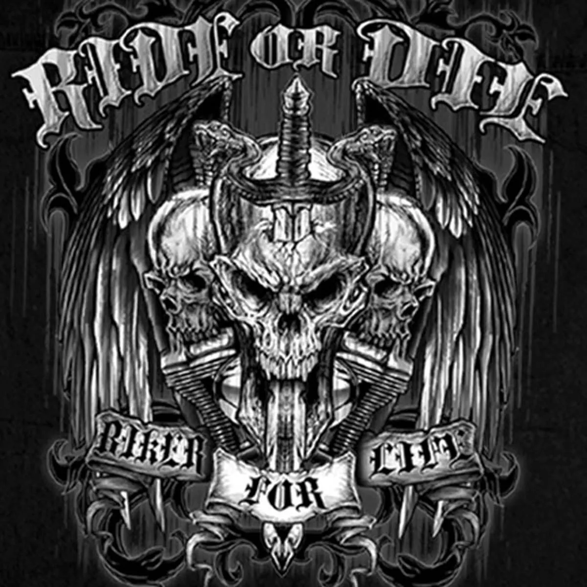 Hot Leathers GMD5015 Men's Black Ride or Die Skull Sleeveless Denim