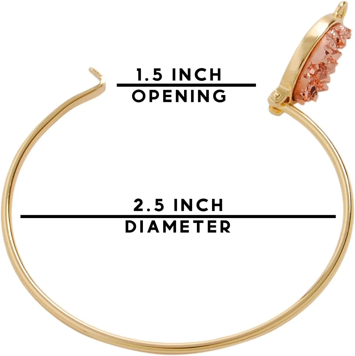 Humble Chic NY Simulated Druzy Cuff Bracelets for Women - Boho Stackable Bangle Bracelet, Plated in Gold, Silver, or Rose Gold Tone with Oval Stone