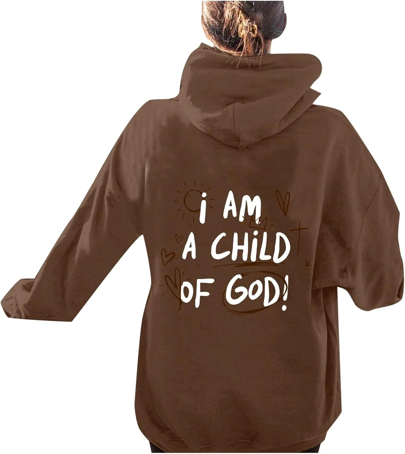 i AM A Child Of F God Graphic Hoodie For Women Long Sleeve Preppy Sweatshirt Y2K Casual Hooded Pullover Tops With Pockets