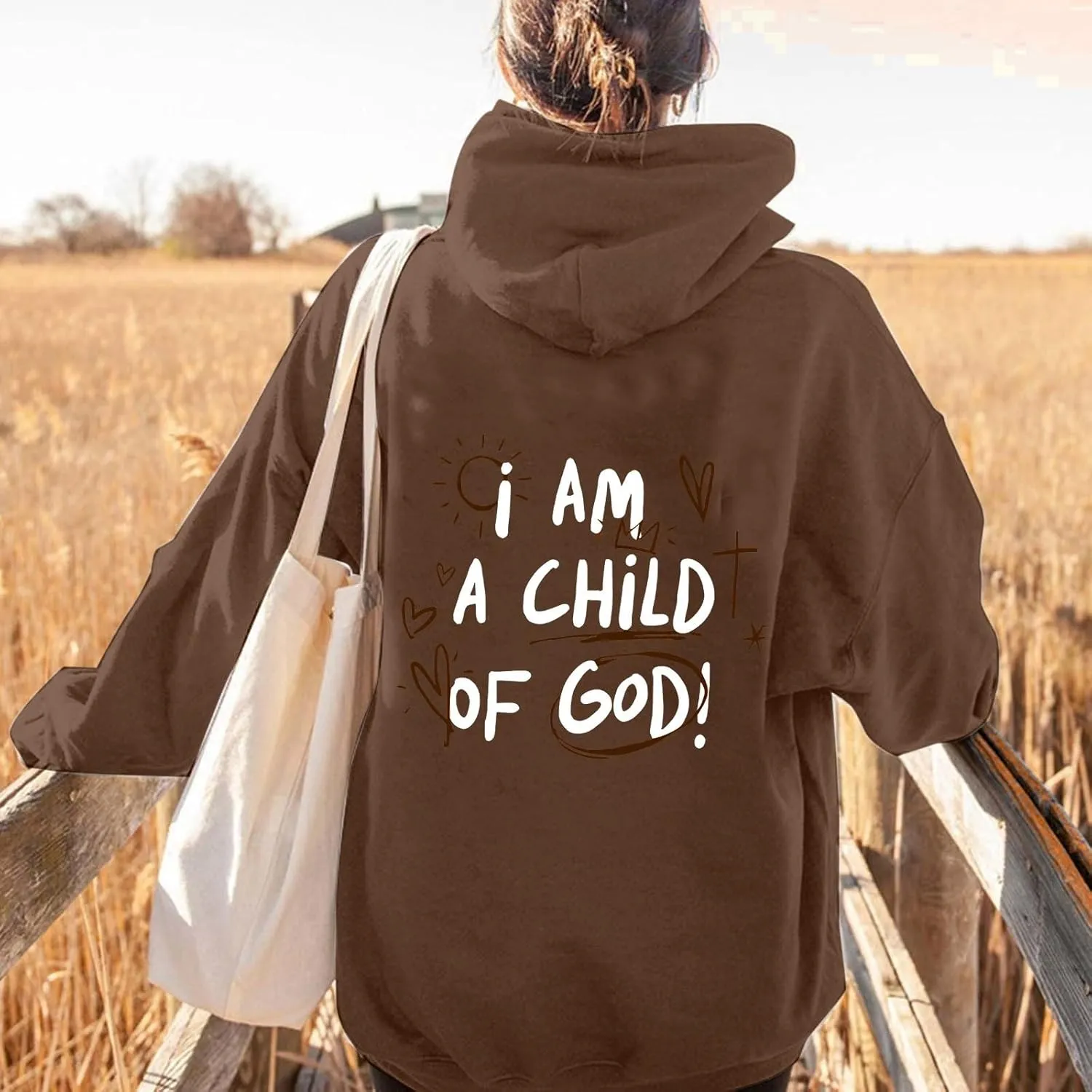 i AM A Child Of F God Graphic Hoodie For Women Long Sleeve Preppy Sweatshirt Y2K Casual Hooded Pullover Tops With Pockets