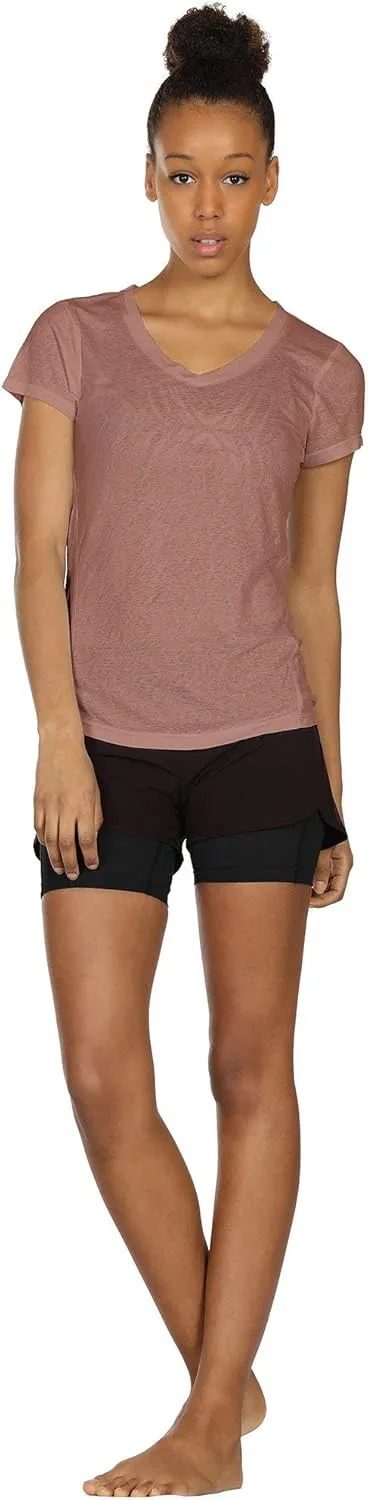 icyzone Open Back Workout T-Shirts for Women - Running Gym Shirts Yoga Tops Exercise Short Sleeves