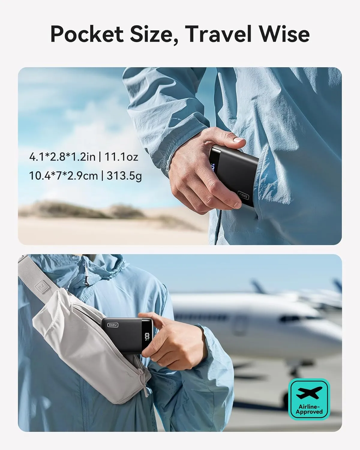 INIU Portable Charger, Smallest 22.5W 20000mAh USB C in & Out Power Bank Fast Charging, PD 3.0 QC 4.0 LED Display Phone Battery Pack Compatible with iPhone 16 15 14 13 Pro Samsung S23 Google iPad etc