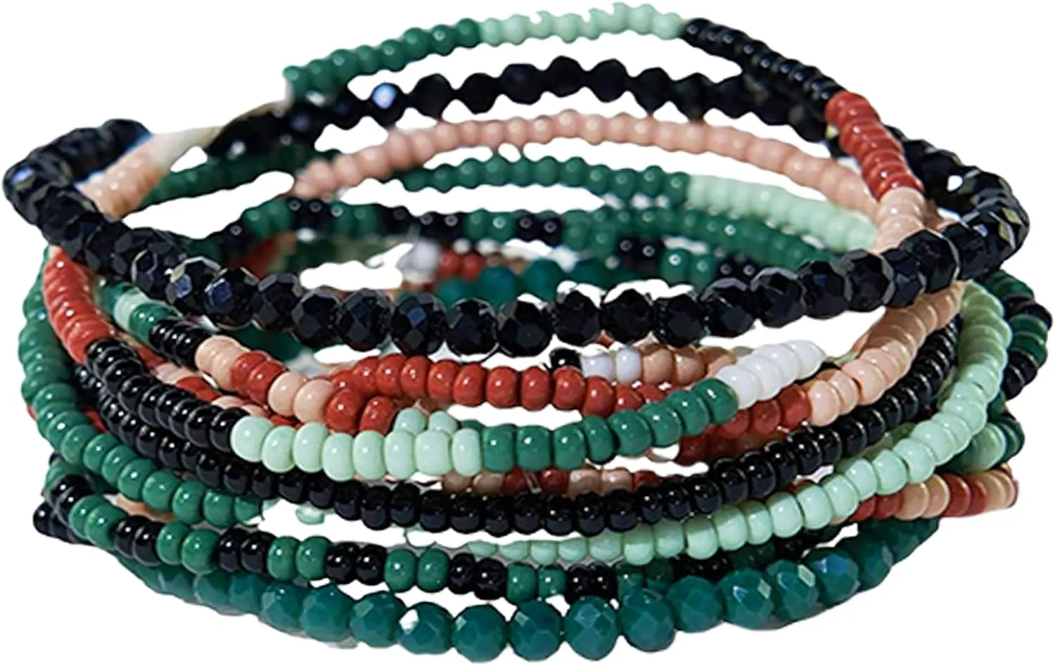INK   ALLOY 10-Strand Stacking Beaded Bracelets for Women  Mixed Patterns Bracelet Stack - Adjustable Stretch Fit - Handmade Boho Bracelets for Women - Perfect for Any Occasion