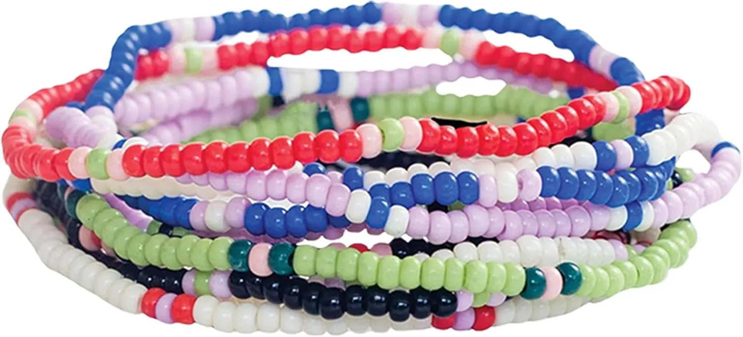 INK   ALLOY 10-Strand Stacking Beaded Bracelets for Women  Mixed Patterns Bracelet Stack - Adjustable Stretch Fit - Handmade Boho Bracelets for Women - Perfect for Any Occasion
