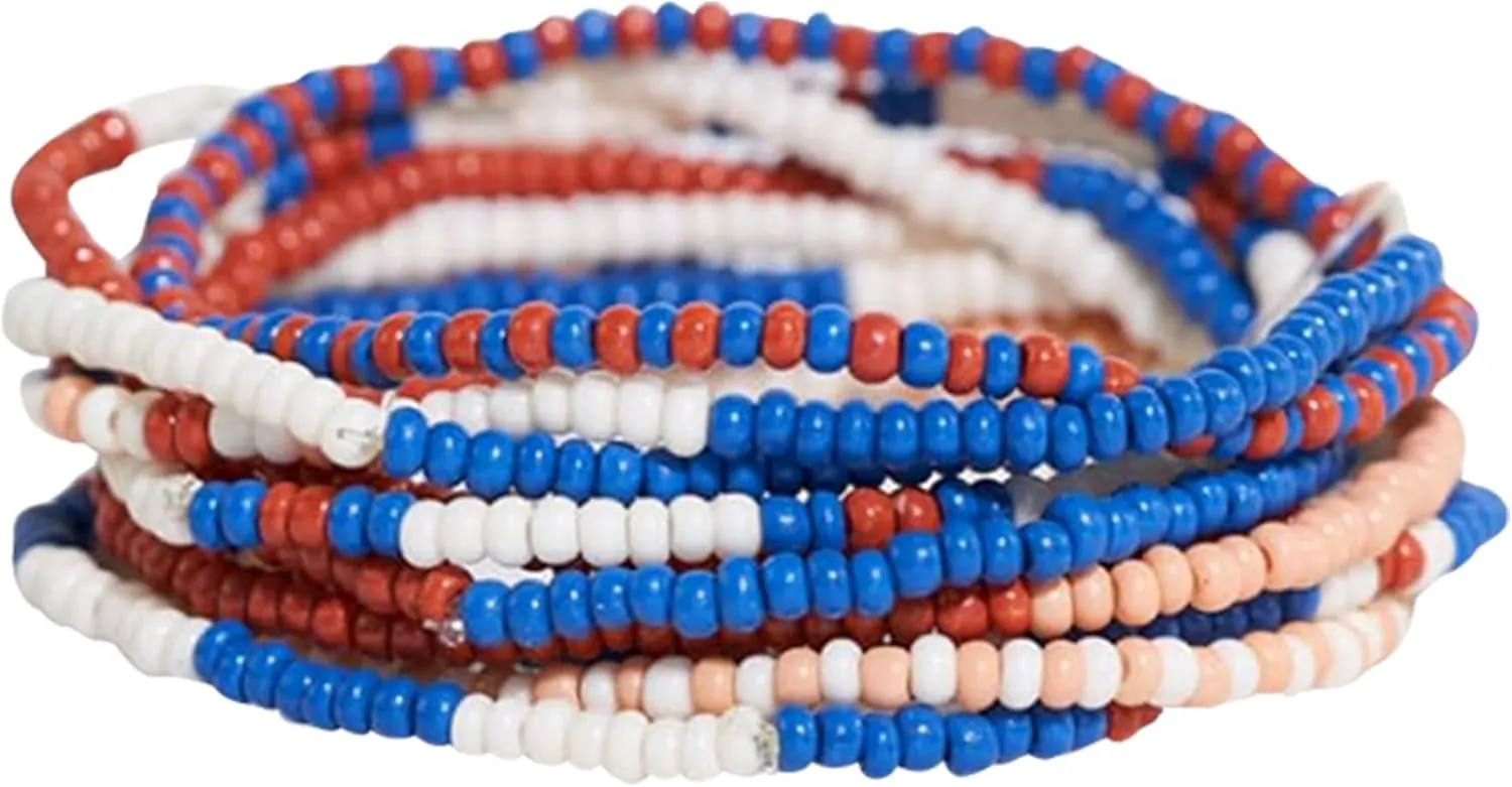 INK   ALLOY 10-Strand Stacking Beaded Bracelets for Women  Mixed Patterns Bracelet Stack - Adjustable Stretch Fit - Handmade Boho Bracelets for Women - Perfect for Any Occasion