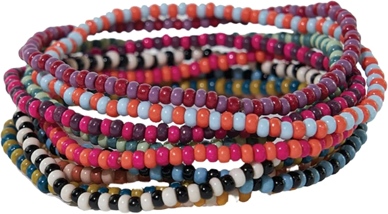 INK   ALLOY 10-Strand Stacking Beaded Bracelets for Women  Mixed Patterns Bracelet Stack - Adjustable Stretch Fit - Handmade Boho Bracelets for Women - Perfect for Any Occasion