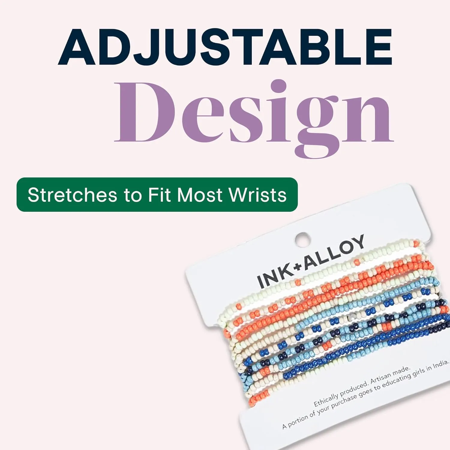 INK   ALLOY 10-Strand Stacking Beaded Bracelets for Women  Mixed Patterns Bracelet Stack - Adjustable Stretch Fit - Handmade Boho Bracelets for Women - Perfect for Any Occasion