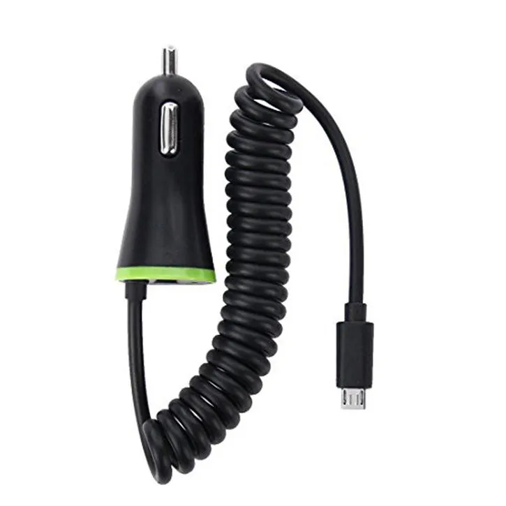 iTD Gear 3.4A Car Charger with Micro USB Coiled Cable