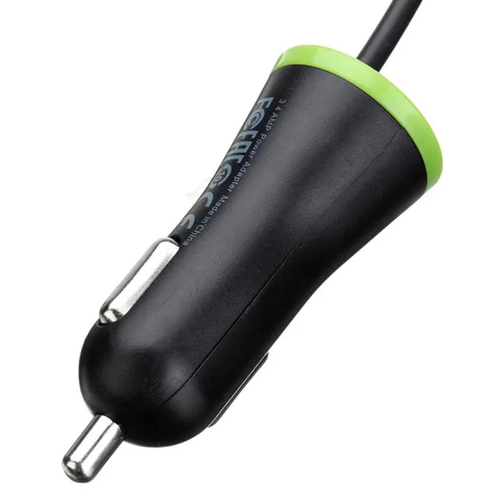 iTD Gear 3.4A Car Charger with Micro USB Coiled Cable