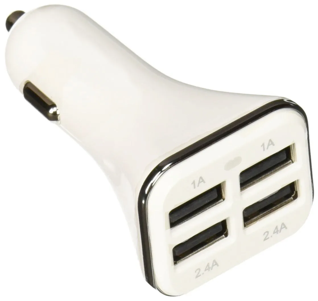 iTD Gear 4 Port USB High Speed Powerful 35 Watt Car Charger in White
