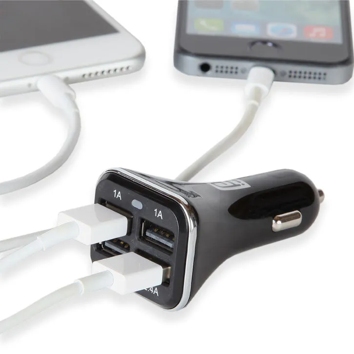 iTD Gear 4 Port USB High Speed Powerful 35 Watt Car Charger in White