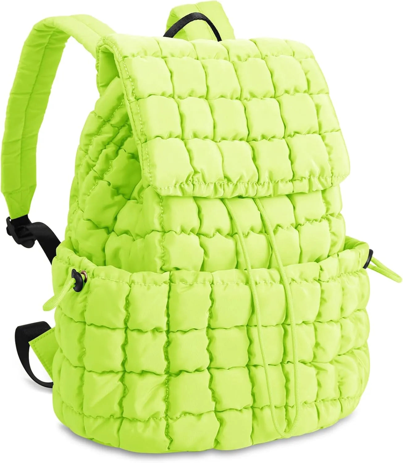 izuzta Quilted Puffer Backpack for Women, Lightweight Soft Nylon Quilted Hiker Pack, Trendy Puffy Padding Gym Backpack, Travel Bag for Casual Daypack Hiking (Light Green)