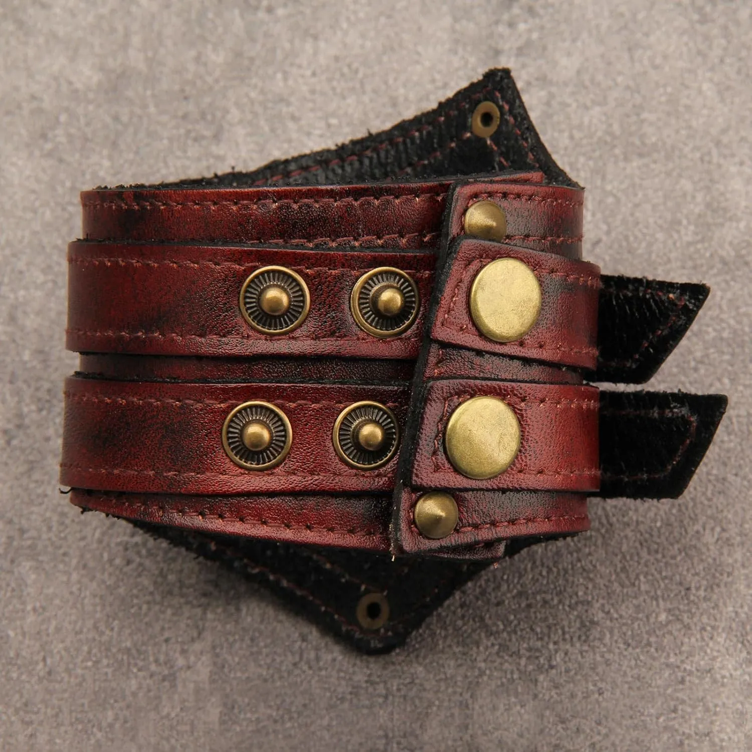 Jeilwiy Leather Cuff Bracelet for Men Faux Leather Wrist Cuff Wide Leather Wristband Punk Leather Bracelets