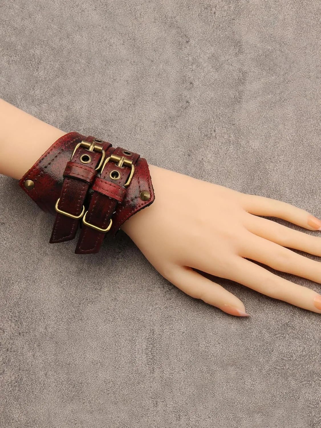 Jeilwiy Leather Cuff Bracelet for Men Faux Leather Wrist Cuff Wide Leather Wristband Punk Leather Bracelets