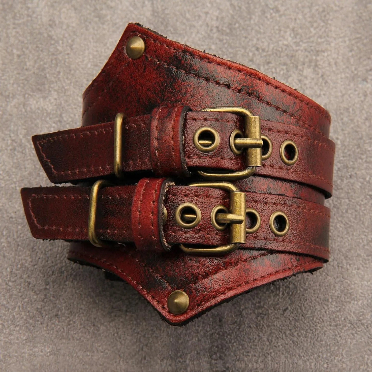 Jeilwiy Leather Cuff Bracelet for Men Faux Leather Wrist Cuff Wide Leather Wristband Punk Leather Bracelets