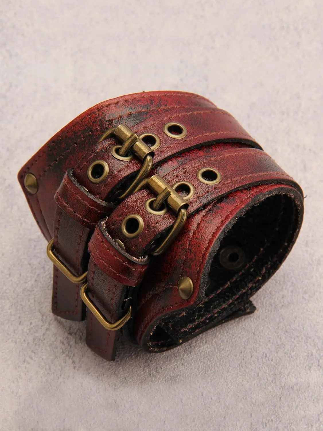 Jeilwiy Leather Cuff Bracelet for Men Faux Leather Wrist Cuff Wide Leather Wristband Punk Leather Bracelets