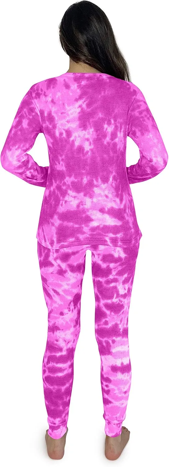 Just Love Womens Tie Dye Two Piece Thermal Pajama Set