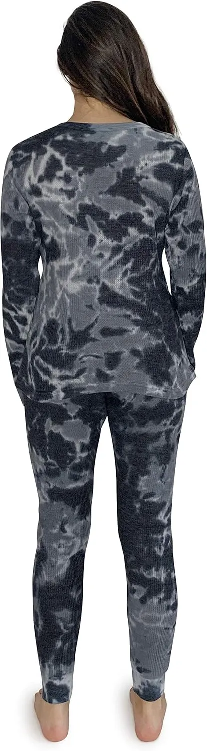 Just Love Womens Tie Dye Two Piece Thermal Pajama Set